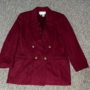 Fundamental Things 100% new pure wool Burgundy Double-Breasted Blazer jacket 16